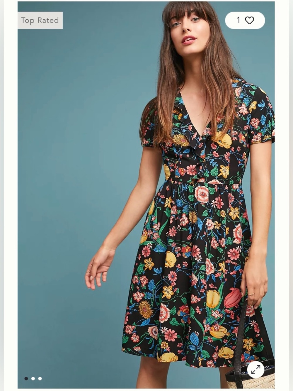 Maeve Anthropologie Bloedel Floral Midi Dress US 8P Pockets Side Zip - Picture 1 of 16